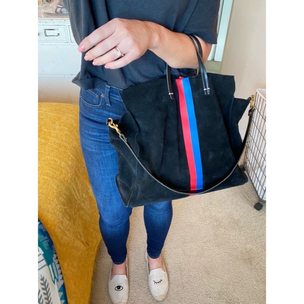 ✨Sold ✨ CLARE V. Simple Stripe Suede Tote - Picture 10 of 16